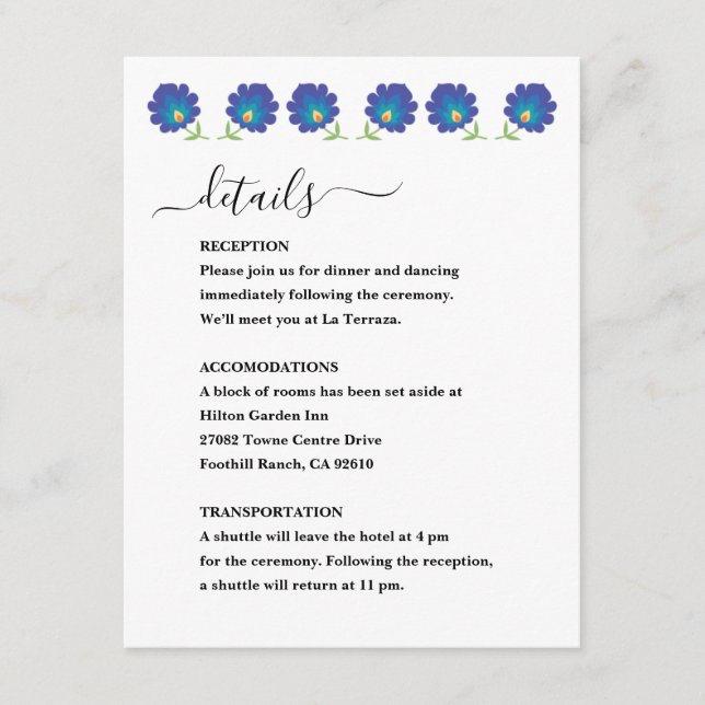 Carte Mariage Floral Mexicaine (Devant)