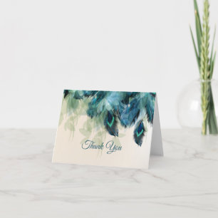 Carte Mariage floral Peacock   Merci