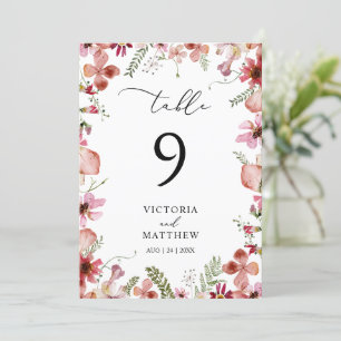 Carte Mariage floral rouille de pêche rustique Numéro de
