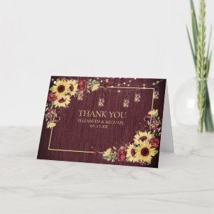 Carte Mariage floral rustique de Tournesol Bourgogne