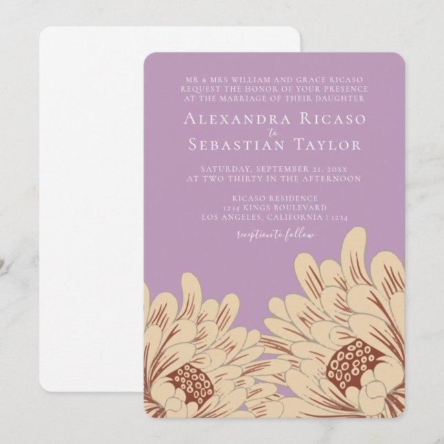 Carte Mariage floral simple et élégant (Devant / Derrière)