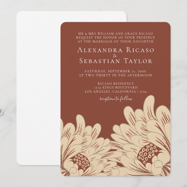 Carte Mariage floral simple et élégant (Devant / Derrière)