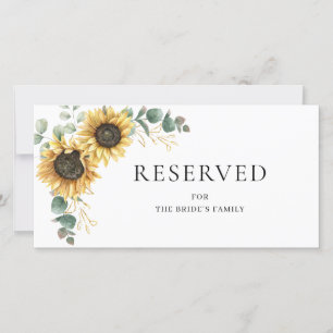 Carte Mariage Floral Sunflower Eucalyptus Réservé