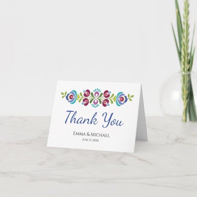 Carte Mariage Floral Violet Design hongrois (Devant)