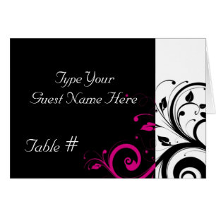Carte Mariage Fuchsia, noir, blanc