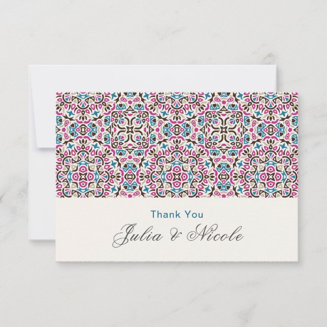 Carte Mariage géométrique en treillis marocain (Devant)