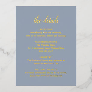 Carte Mariage Gold Foil Dusty Blue