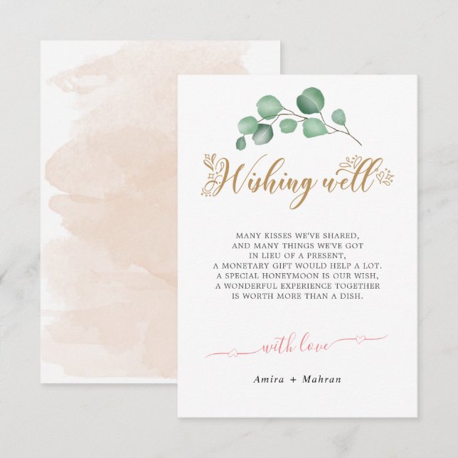 Carte Mariage Gold Greenery (Devant / Derrière)