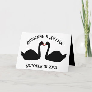 Carte Mariage gothique Baiser Black Swans Personnalisé