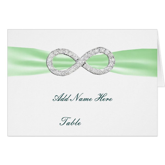 Carte Mariage Green Diamond Infinity Table Place (Devant Horizontal)