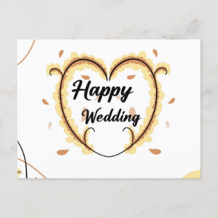 Carte mariage heureuse avec de belles fleurs jaune