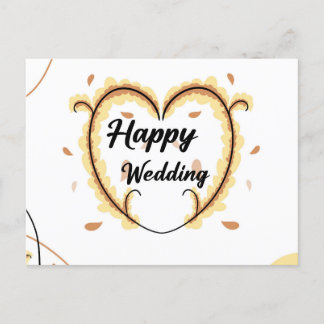Carte mariage heureuse avec de belles fleurs jaune