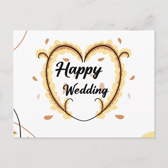 Carte mariage heureuse avec de belles fleurs jaune (Devant)