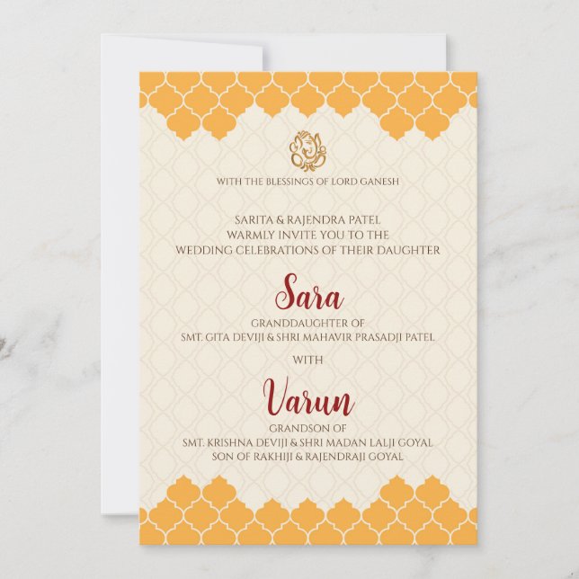 Carte Mariage hindou numérique Carte mariage indie (Devant)