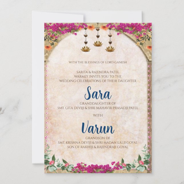 Carte Mariage hindou numérique Carte mariage indie (Devant)