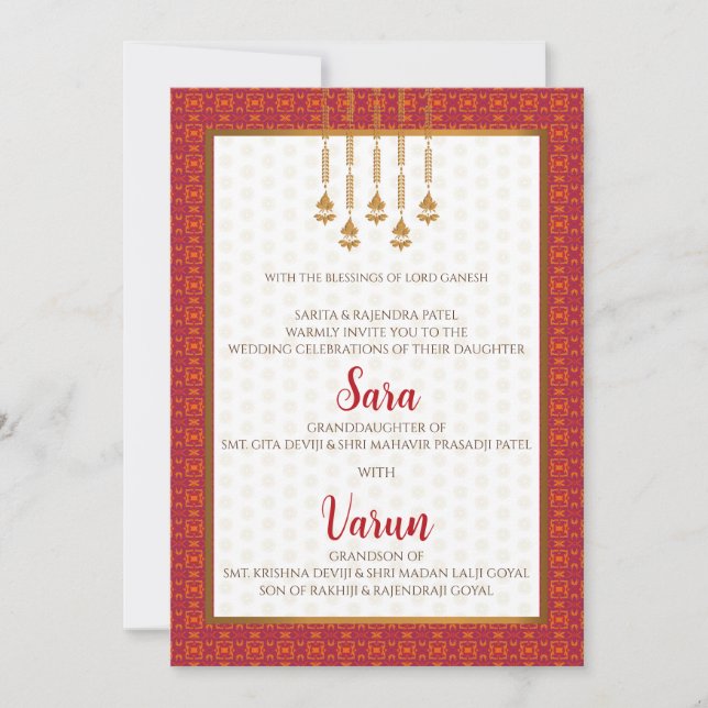 Carte Mariage hindou numérique Carte mariage indie (Devant)