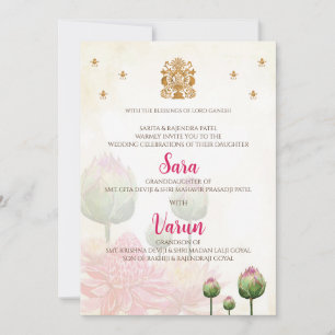 Carte Mariage hindou numérique Carte mariage indie