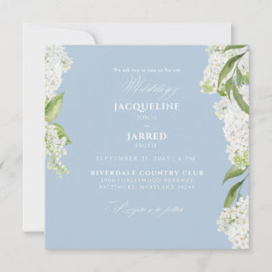 Carte Mariage II Hortensias Bleu Ciel Blanc Carré