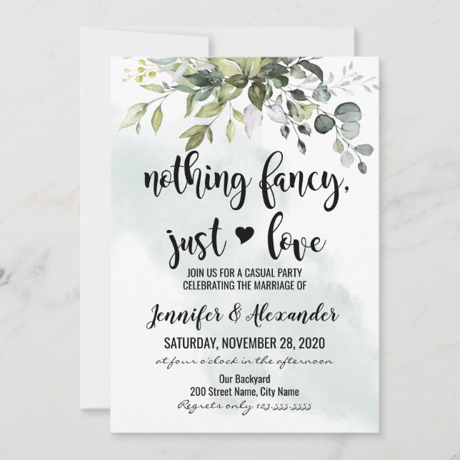 Carte Mariage Intime avec Verdure (Devant)