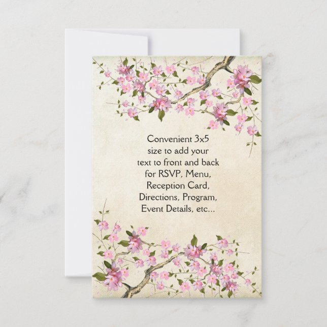 Carte Mariage japonais rose fleurs de cerisier (Devant)