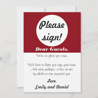 Carte Mariage Livre d'hôtes Signer Rouge Blanc Pois