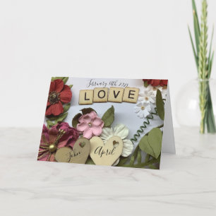 Carte Mariage LOVE personnalisé Date & Noms Floral