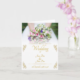 Carte Mariage - mariée avec un bouquet de mariage coloré
