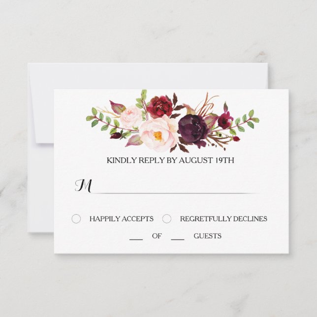 Carte Mariage Marsala RSVP (Devant)