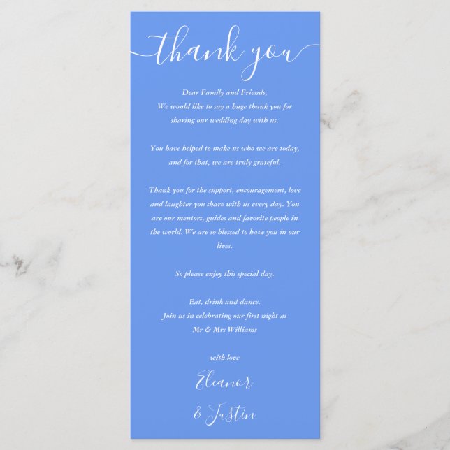 Carte mariage Merci Cornflower Blue Place (Devant)