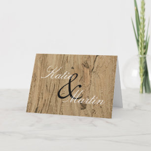 Carte Mariage Merci naturel Woodgrain Photo Rustique