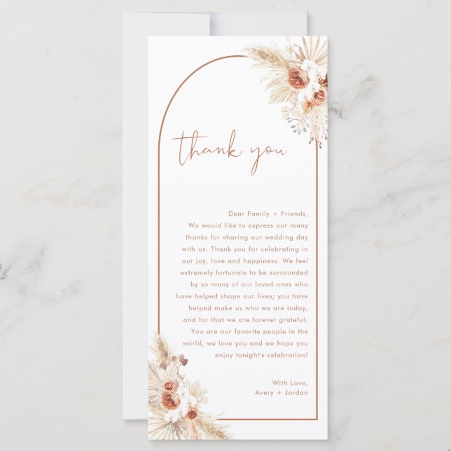 Carte Mariage Merci Note, Boho Napkin Merci Note (Devant)