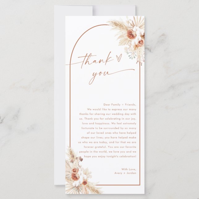 Carte Mariage Merci Note, Boho Napkin Merci Note (Devant)