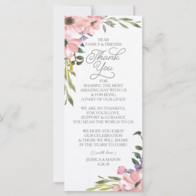 Carte mariage Merci Place - Rose à thé (Devant)