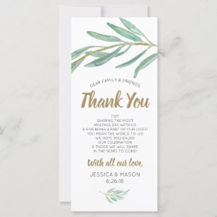 Carte mariage Merci Place - Verdure rustique
