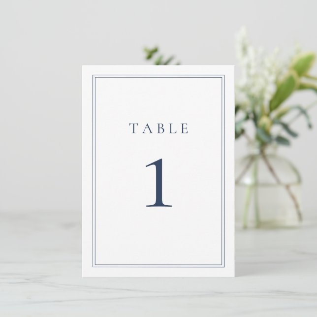 Carte Mariage Minimaliste Classique Bleu Marine (Debout devant)