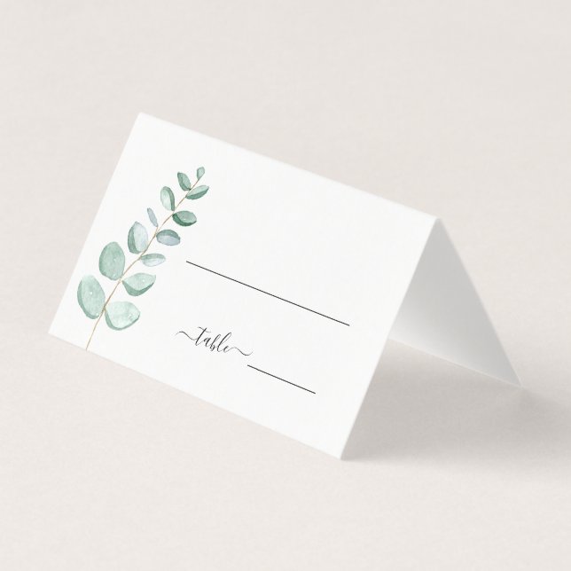 Carte Mariage minimaliste Eucalyptus Green (Front)