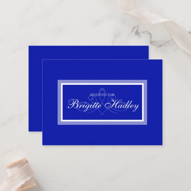 Carte mariage minimaliste moderne bleu simple (Devant/Arrière en situation)