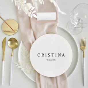 Carte Mariage minimaliste ronde blanche