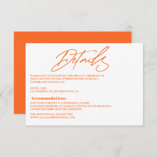 Carte mariage moderne chaude orange coloré