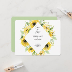 Carte Mariage moderne de Sunflowers Spray Enregistrer la