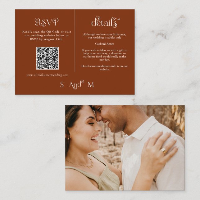 Carte Mariage moderne en terre cuite (Devant / Derrière)