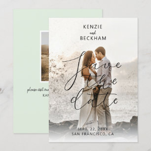 Carte Mariage moderne Enregistrer la date Photos Calligr
