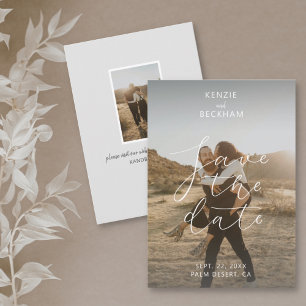 Carte Mariage moderne Enregistrer la date Photos Calligr