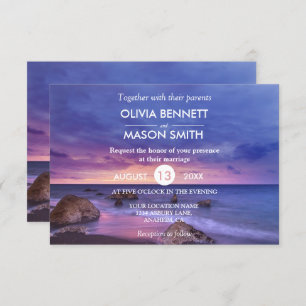 Carte Mariage moderne Tropical Beach Sand Sunset S