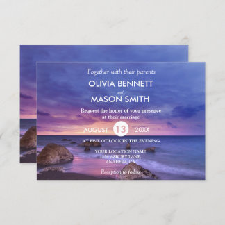 Carte Mariage moderne Tropical Beach Sand Sunset S