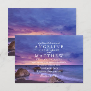 Carte Mariage moderne Tropical Beach Sand Sunset S