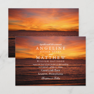 Carte Mariage moderne Tropical Beach Sand Sunset S