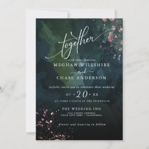 Carte MARIAGE   Moody Deep Ocean Blue Jaspé