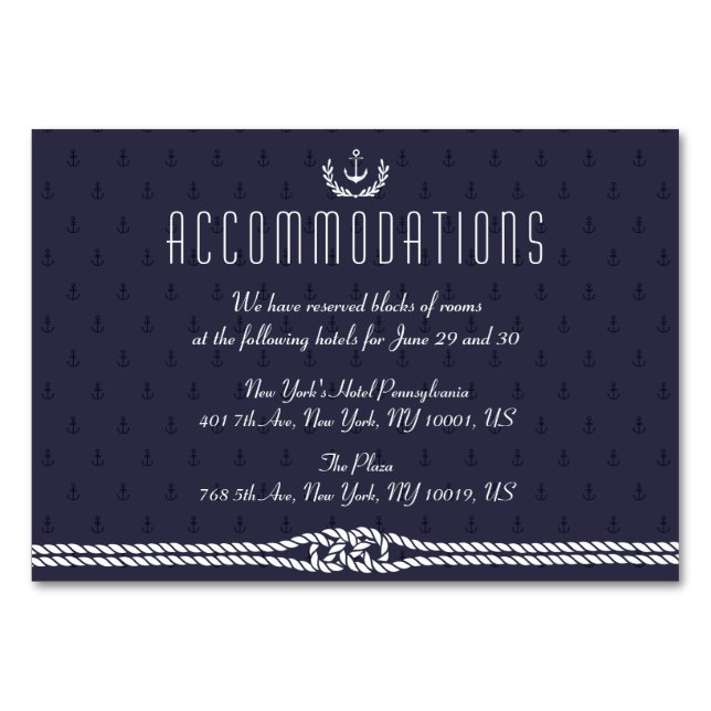 Carte Mariage nautique Ancres bleues (Devant)