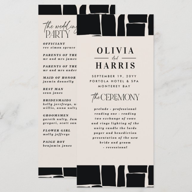 Carte Mariage noir & blanc minimaliste moderne (Devant / Derrière)